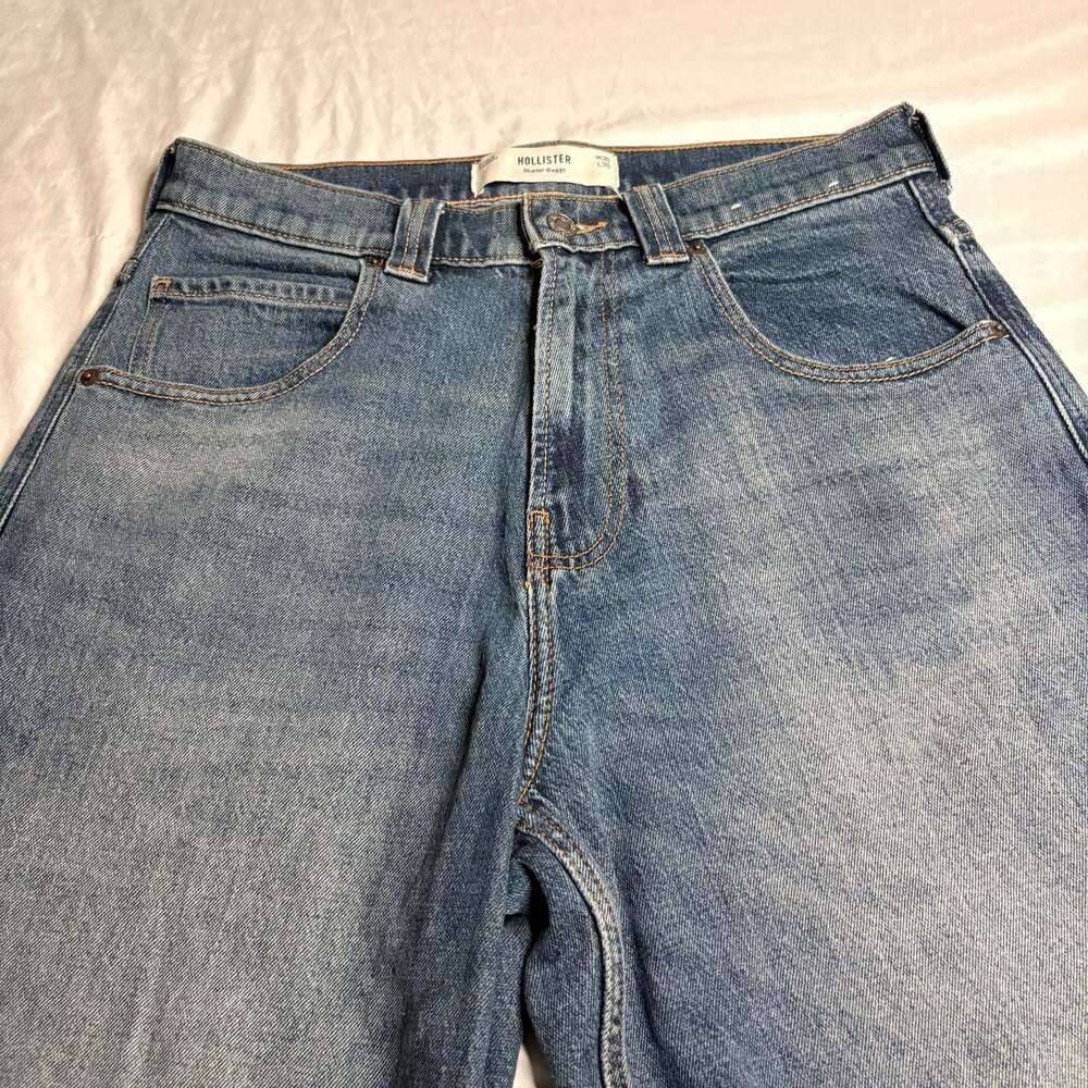 Hollister Y2K Skater Baggy Mid Wash Blue Denim Jeans 30x30